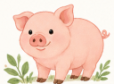 Watercolor pig · 猪