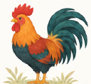Watercolor rooster · 鸡